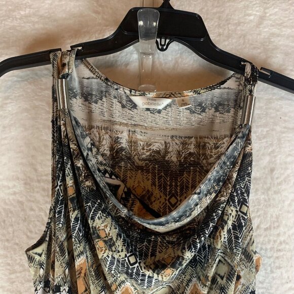 Mlle Gabrielle Women's Geometrical Pattern Cowl Neck Maxi Dress Multi Sz S 10061 - Picture 2 of 13